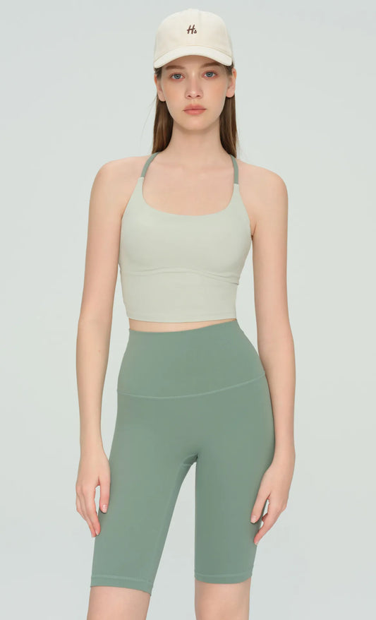WutongActive - gym wear supplier Women's Sports Bra Thin Strap High Impact Yoga Bra Tender Green + Tidal Blue