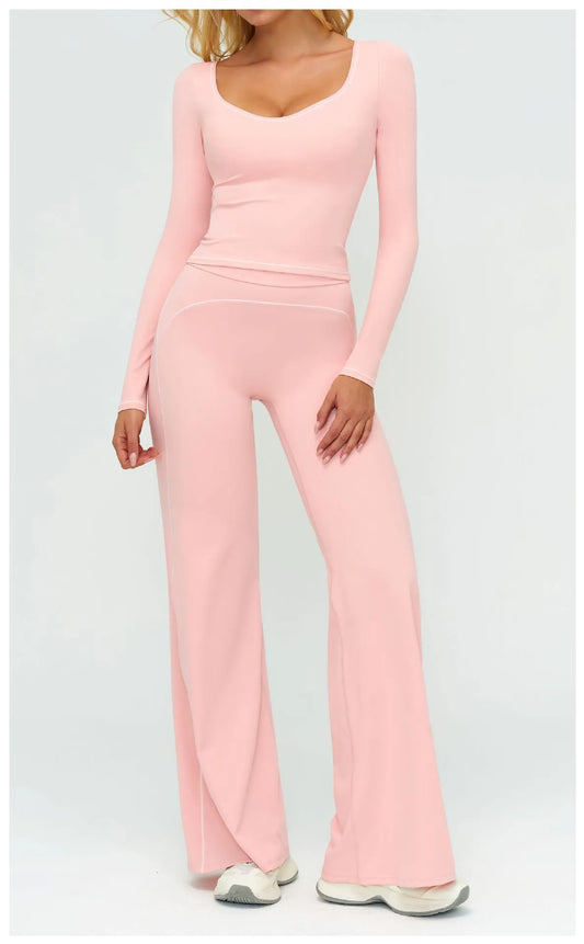 WutongActive Women's Double-Strap Brushed Activewear Set Peach Pink