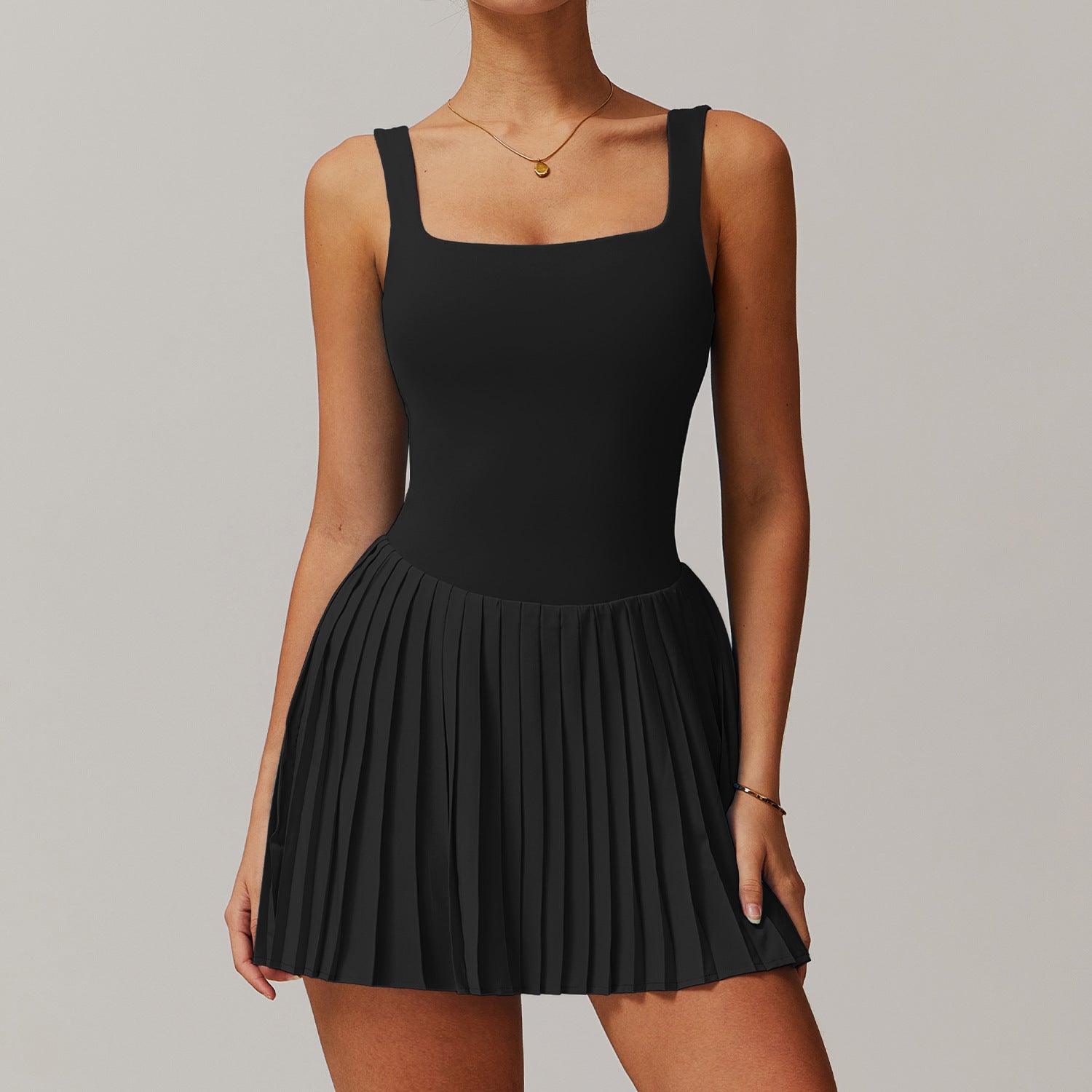 Anti - Peek Sports Dress - Naked - Feel Two - in - One Tennis Skirt with Pockets - WutongActive