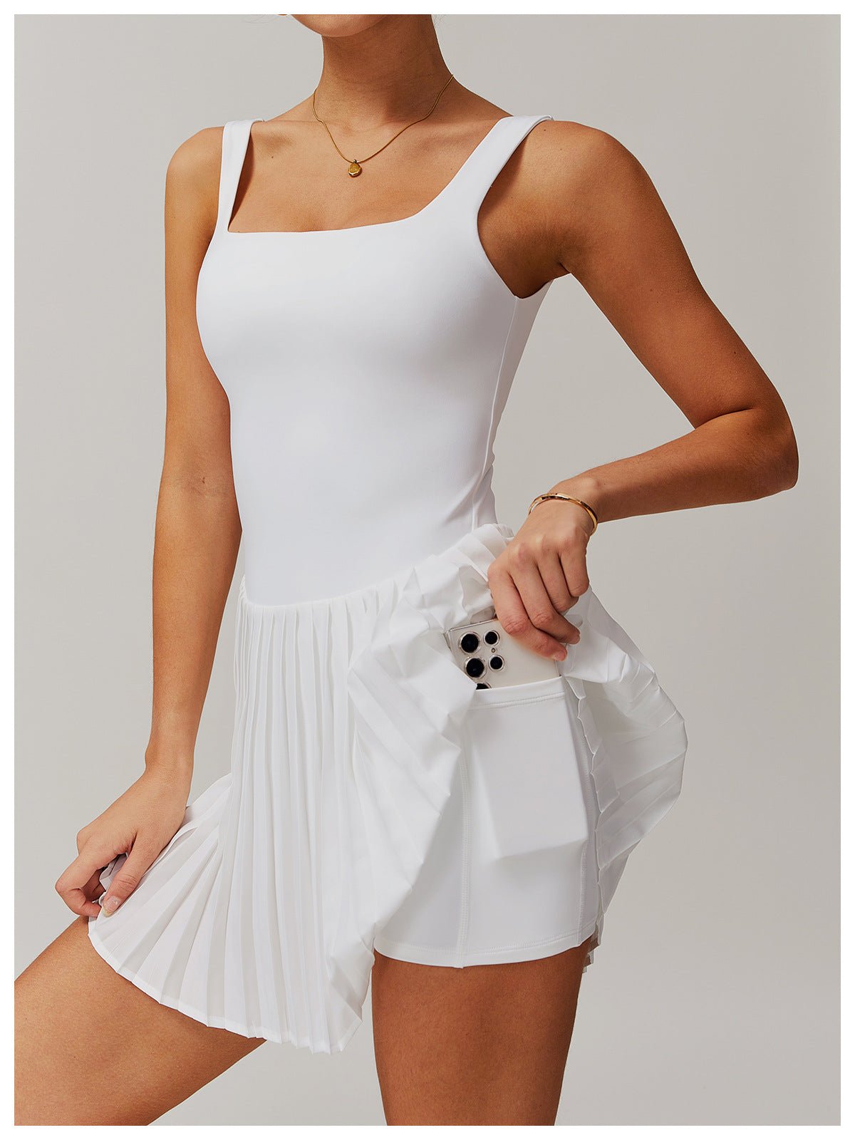 Anti - Peek Sports Dress - Naked - Feel Two - in - One Tennis Skirt with Pockets - WutongActive
