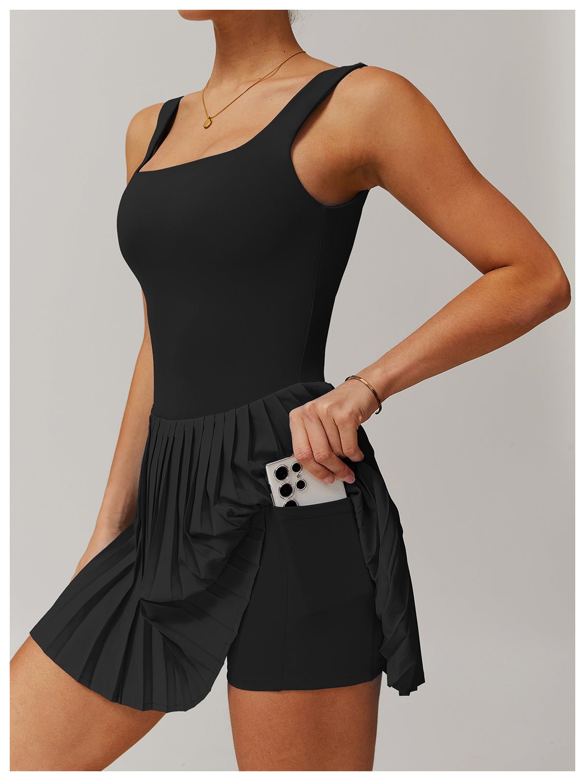Anti - Peek Sports Dress - Naked - Feel Two - in - One Tennis Skirt with Pockets - WutongActive