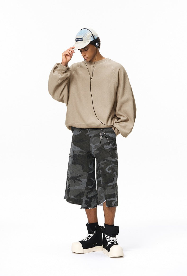 Batwing Sleeve Cross - Knit Sweatshirt - WutongActive