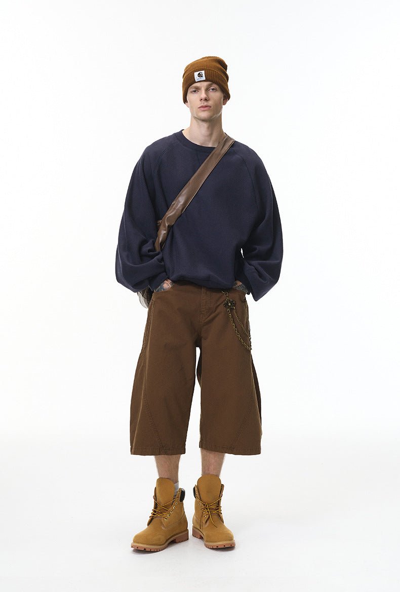 Batwing Sleeve Cross - Knit Sweatshirt - WutongActive