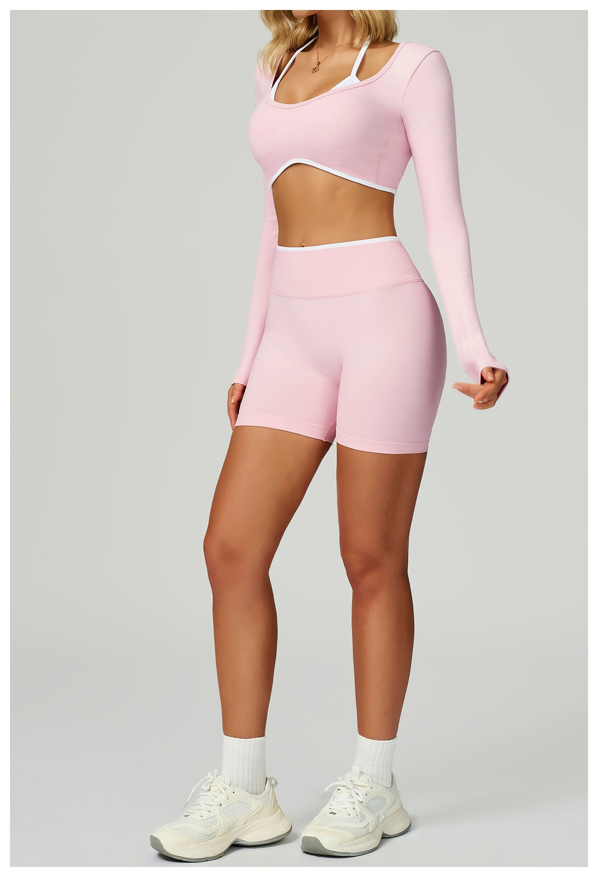 Fake Two - Piece Crop Slim Fit Yoga Tee for Running and Fitness - WutongActive