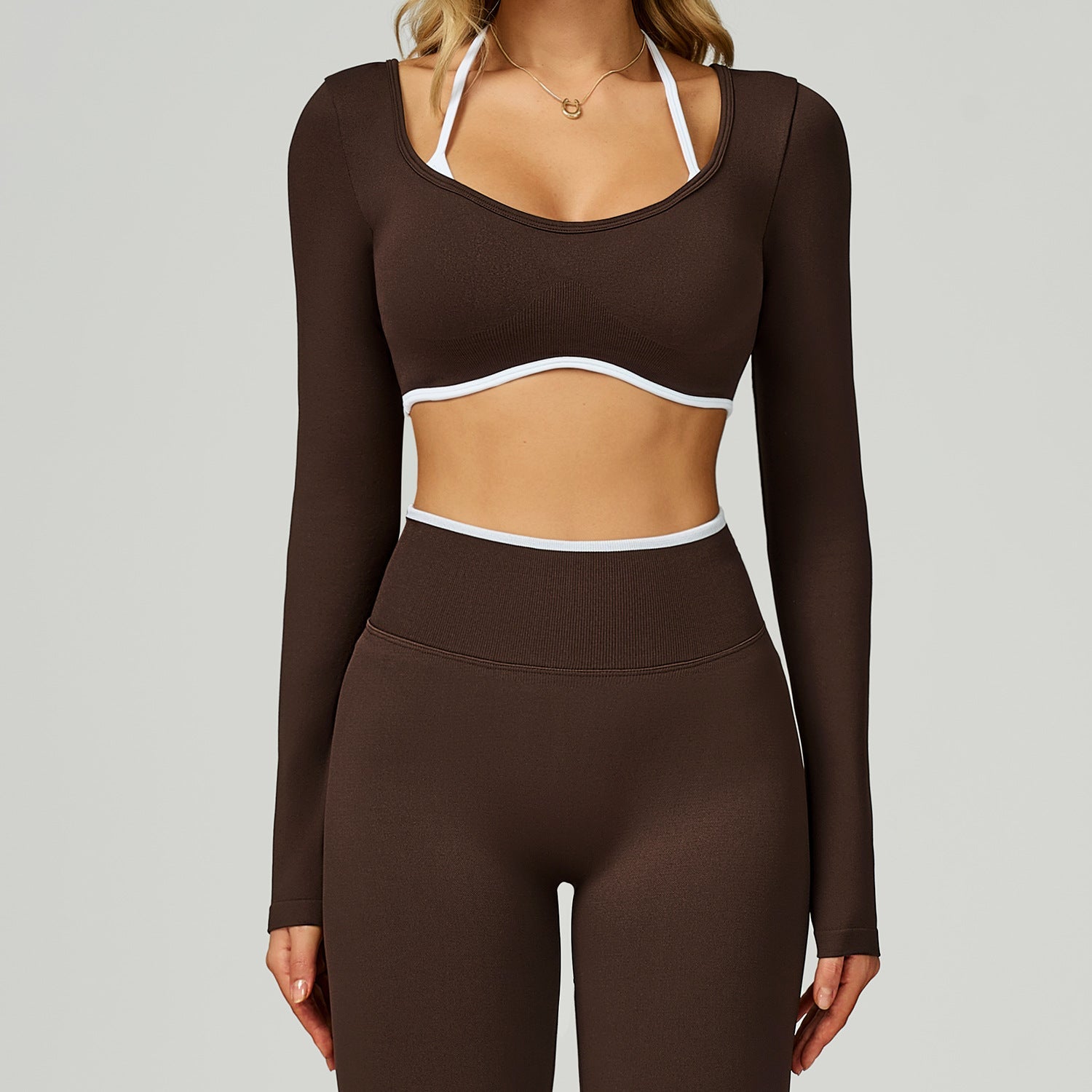 Fake Two - Piece Crop Slim Fit Yoga Tee for Running and Fitness - WutongActive