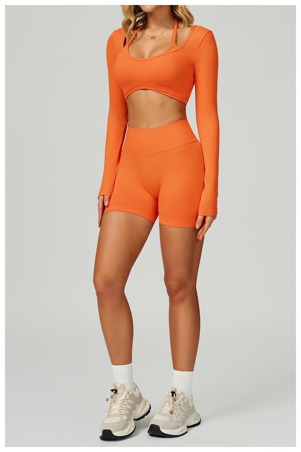 Fake Two - Piece Crop Slim Fit Yoga Tee for Running and Fitness - WutongActive