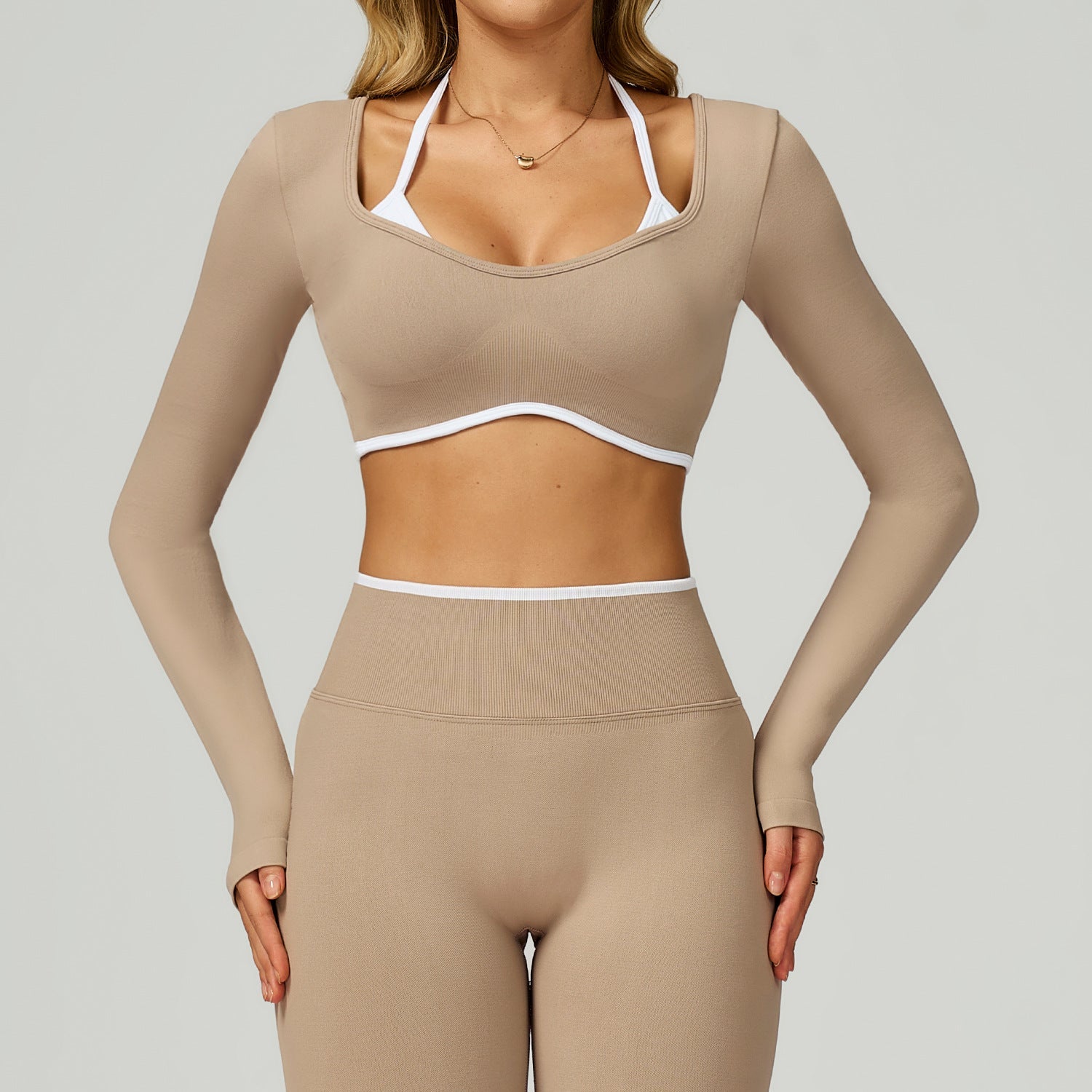 Fake Two - Piece Crop Slim Fit Yoga Tee for Running and Fitness - WutongActive