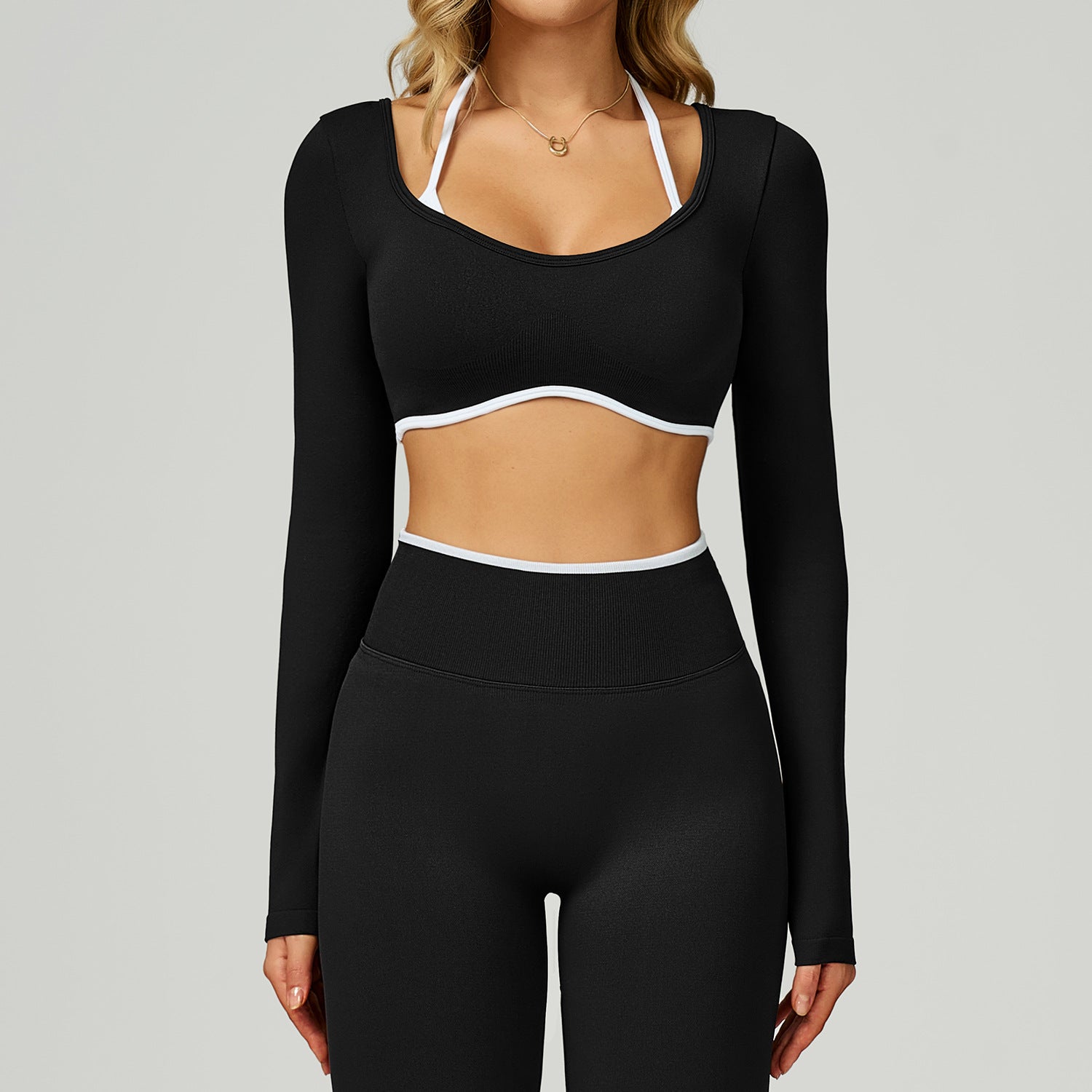 Fake Two - Piece Crop Slim Fit Yoga Tee for Running and Fitness - WutongActive