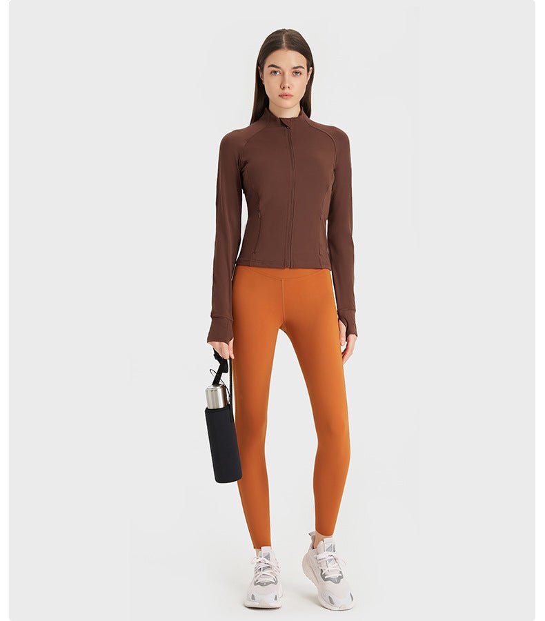 Fall Naked - Feel Yoga Jacket - Slim - Fit Cropped with Zipper Pockets - WutongActive