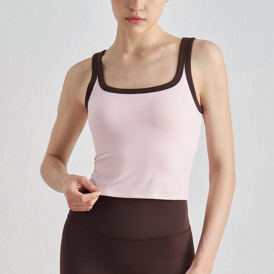 WutongActive High-Intensity Sports Bra for Women - Quick-Dry Strawberry Milkshake + Espresso