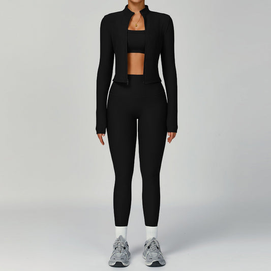 High - Waisted Slim - Fit Outdoor Sports Three - Piece Suite for Running & Fitness - WutongActive