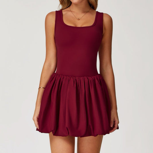 WutongActive Lightweight Breathable Workouts Tennis Skirt Wine Red