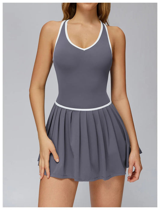 WutongActive Naked-Feel Two-in-One Sports Dress Smoke Gray