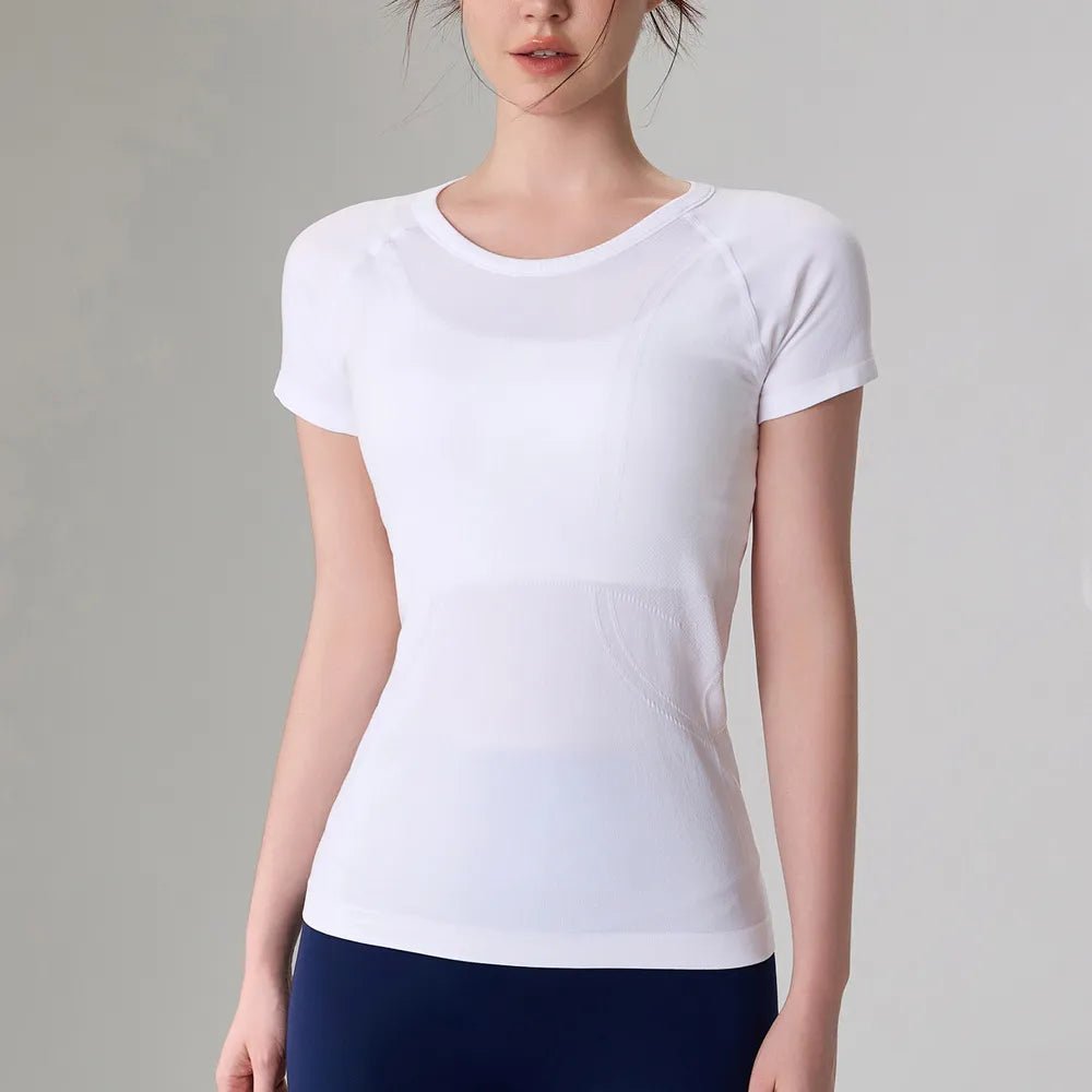 Seamless Stretch Yoga T-Shirt, Slim Fit Workout Top - WutongActive