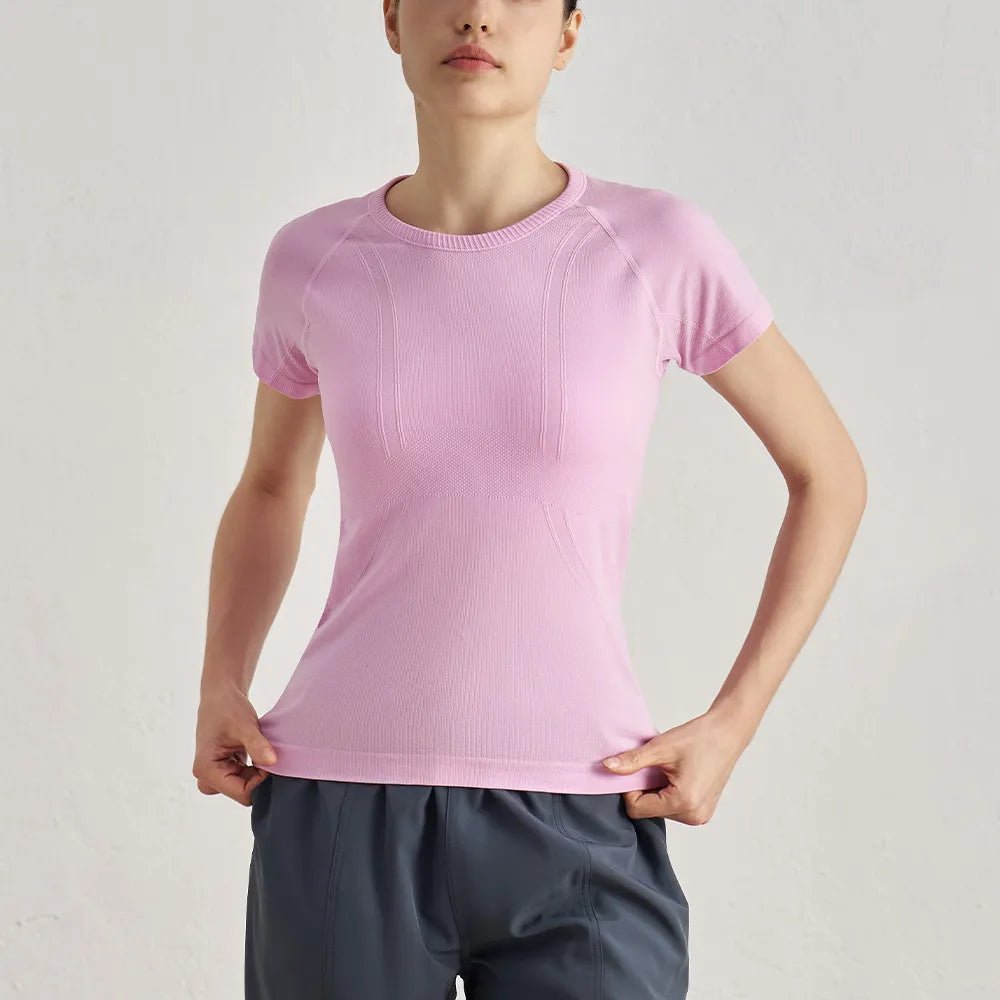 Seamless Stretch Yoga T-Shirt, Slim Fit Workout Top - WutongActive