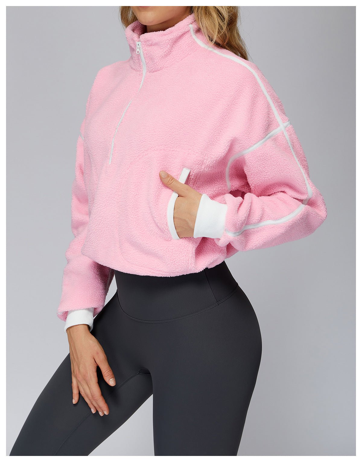 Warm Stand Collar Fleece Jacket - Cozy Athletic Outerwear - WutongActive