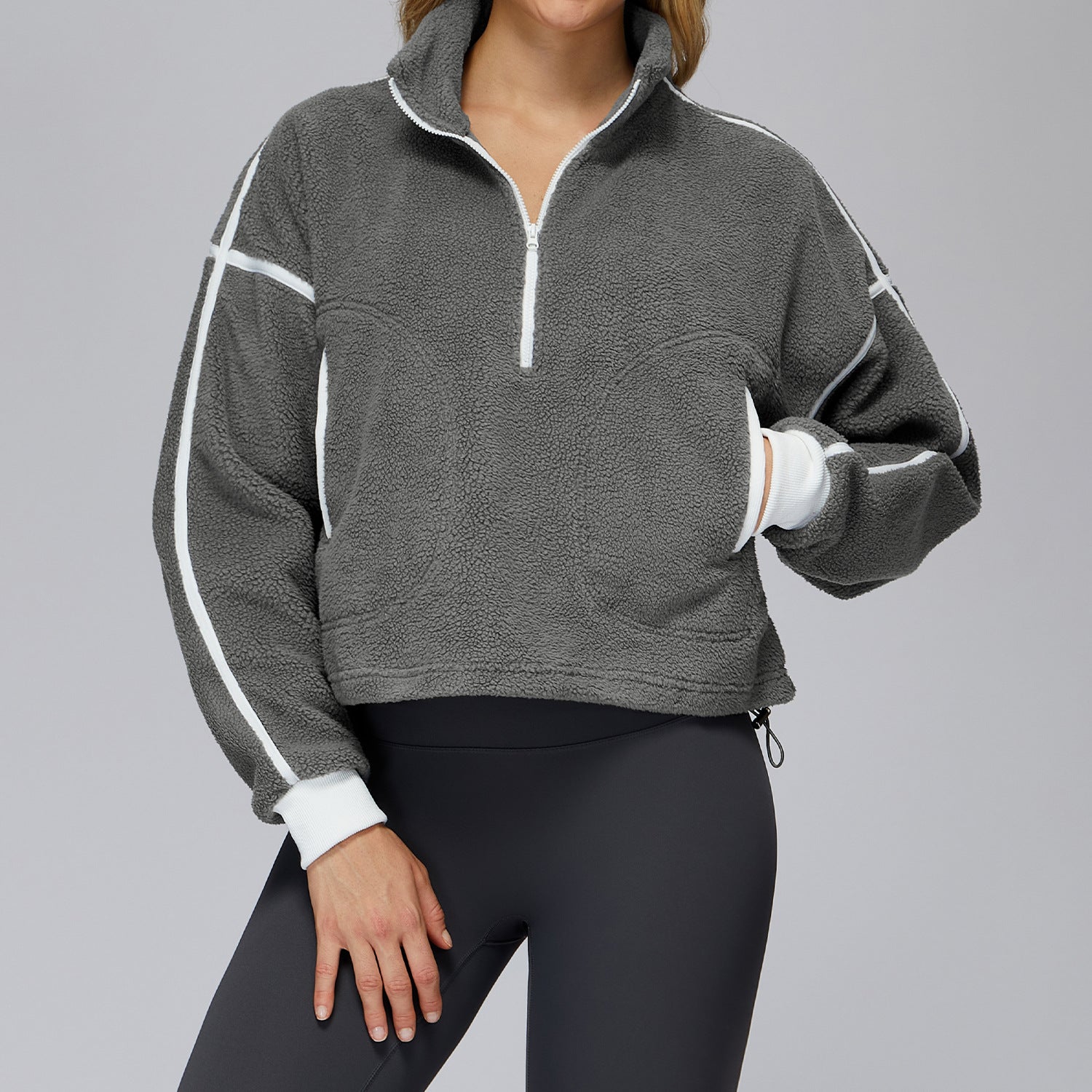 Warm Stand Collar Fleece Jacket - Cozy Athletic Outerwear - WutongActive