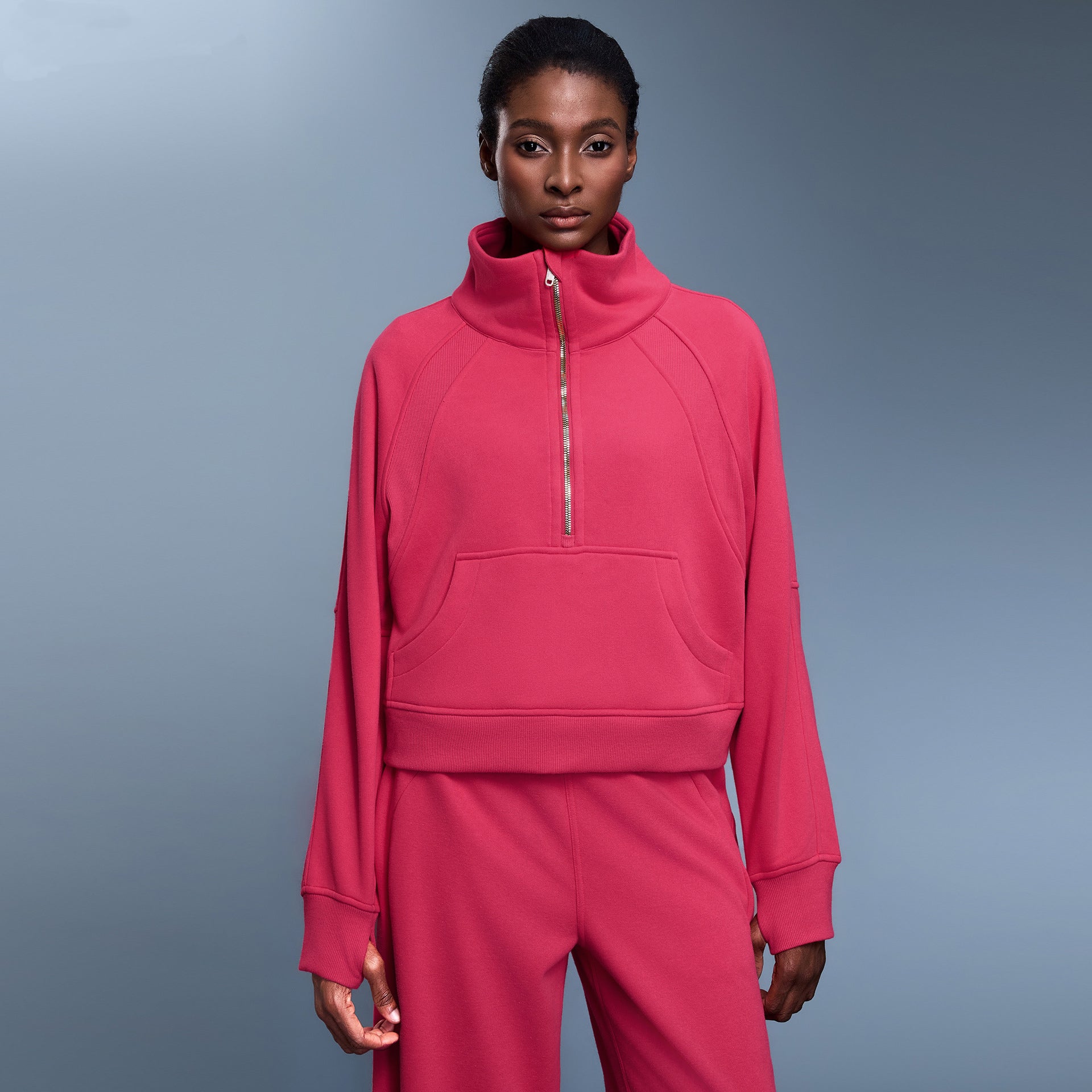 Winter Fleece - Lined Half - Zip High - Neck Pullover Thermal Jacket - WutongActive