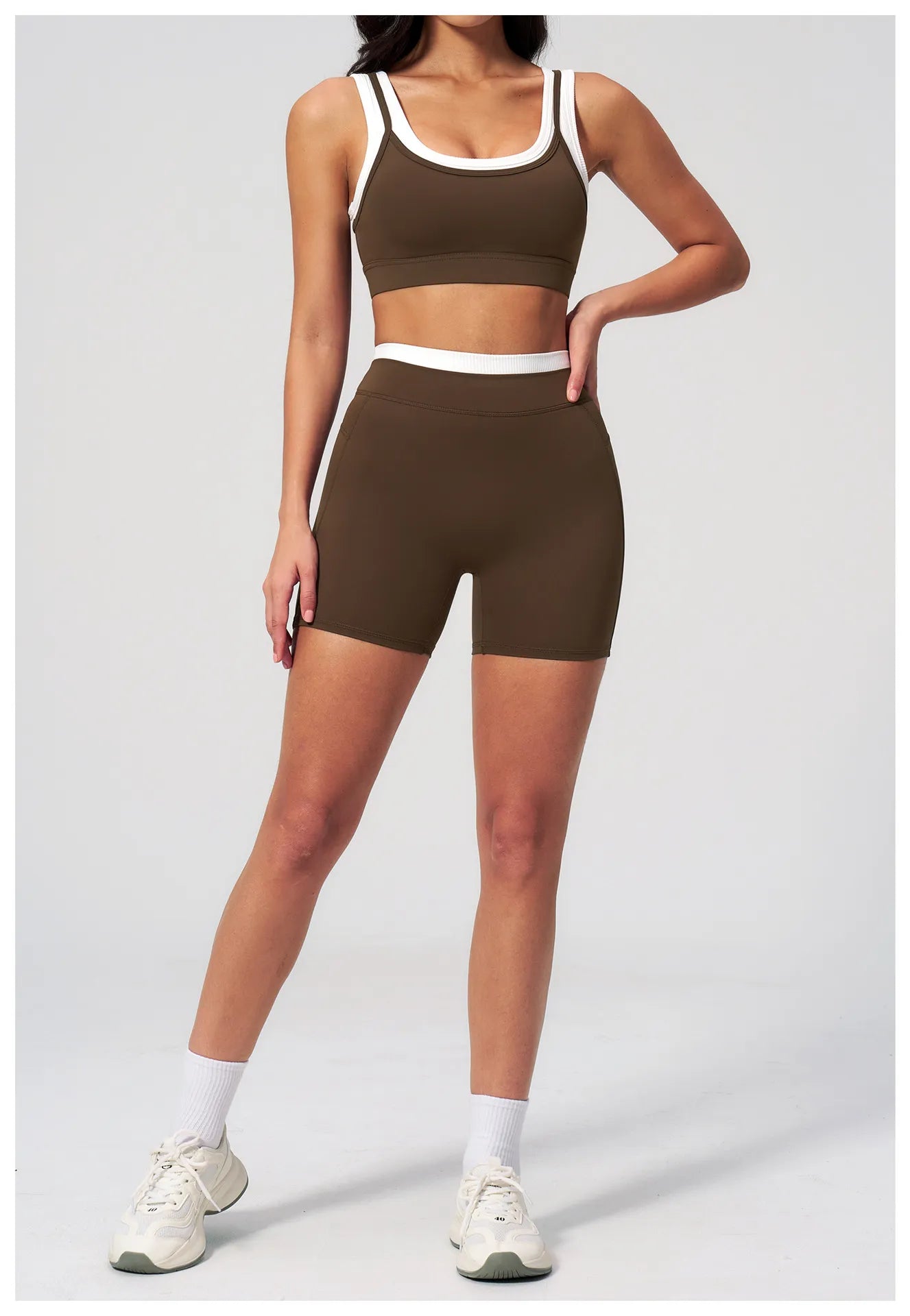 WutongActive Women's Ribbed High-Waist Activewear Set | Vest, Bra, Shorts & Pants