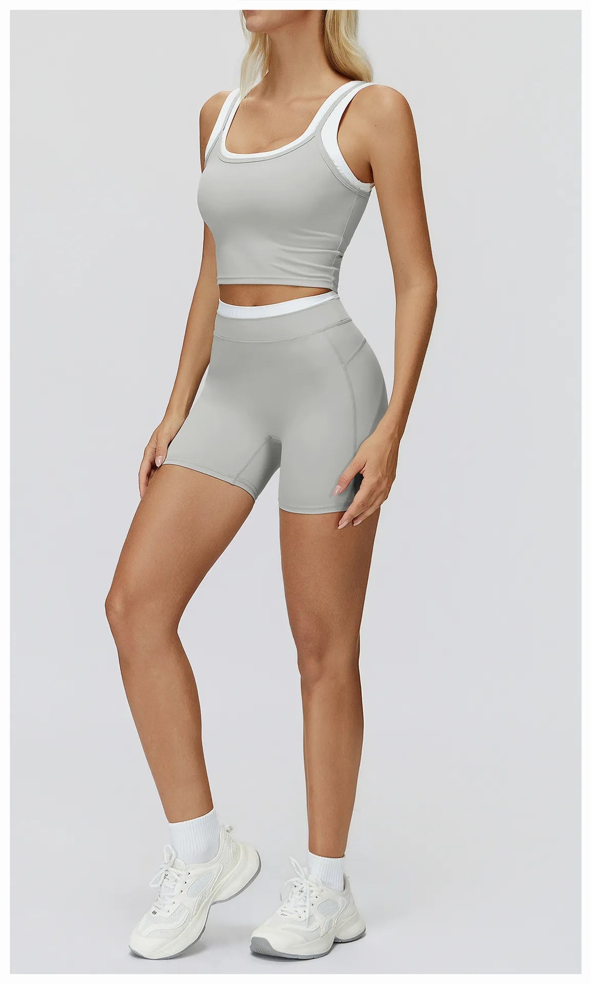 WutongActive Women's Ribbed High-Waist Activewear Set | Vest, Bra, Shorts & Pants