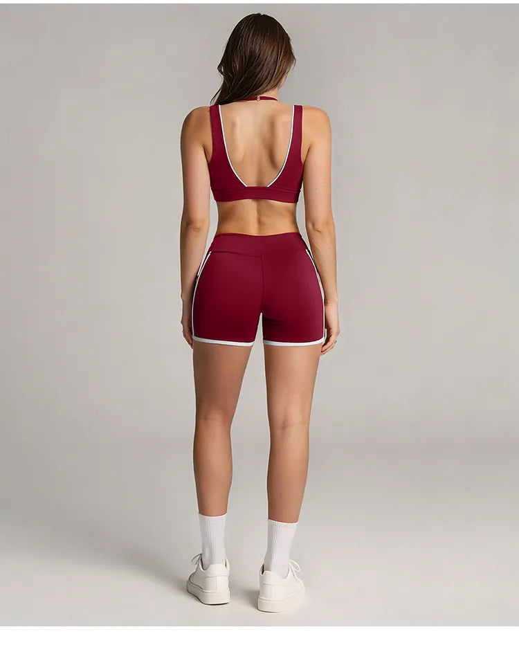 WutongActive Women's Contrast Stripe Sculpting Running Set