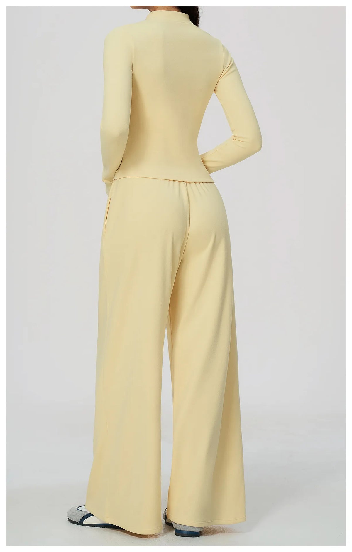 WutongActive Ribbed Dralon Thermal Yoga 2-Piece Set - Zip Jacket & Wide-Leg Pants | Gym Wear Supplier