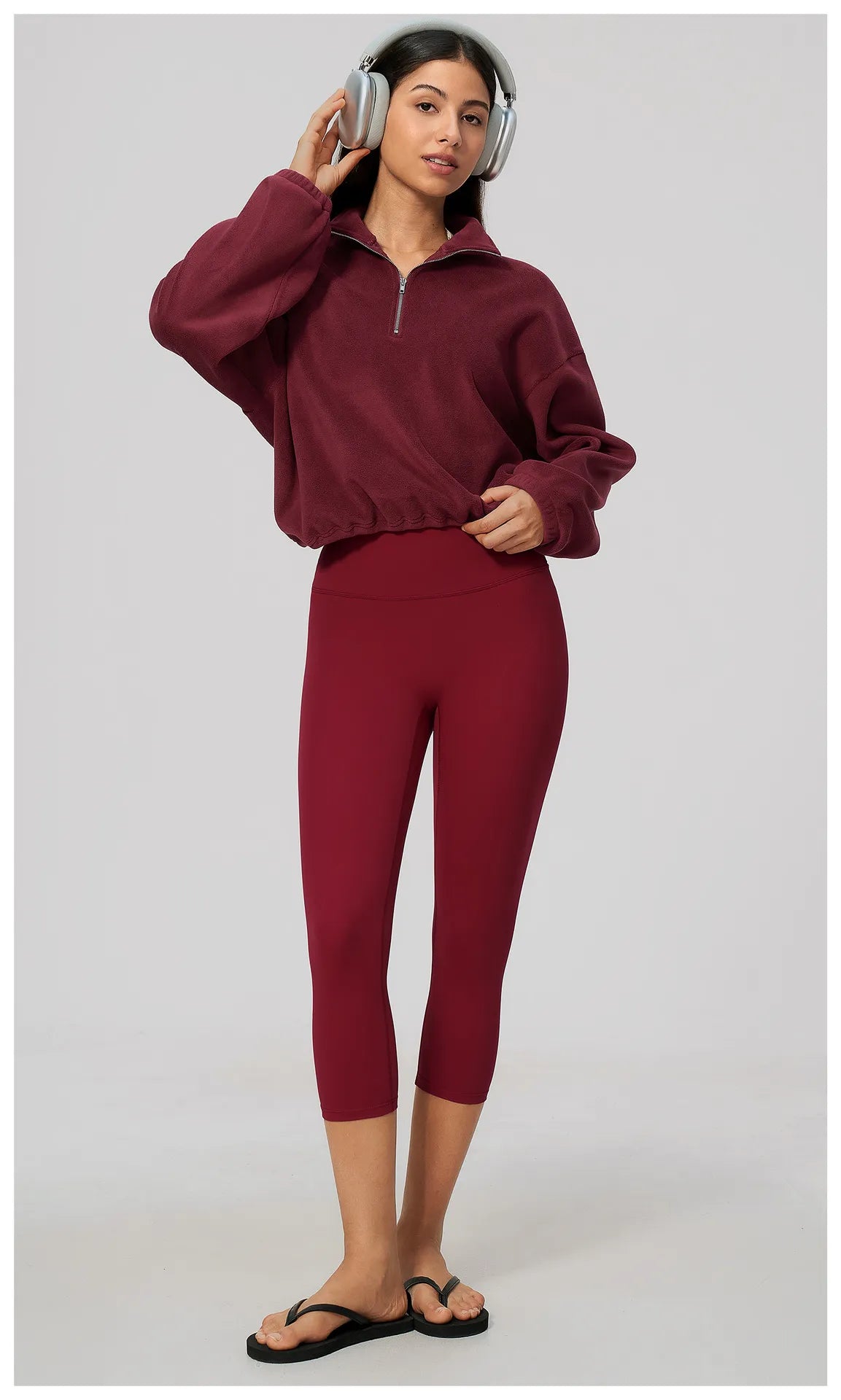 WutongActive Half-Zip Polar Fleece Workout Sweatshirt - Cinch Waist | Gym Wear Supplier Velvet Red