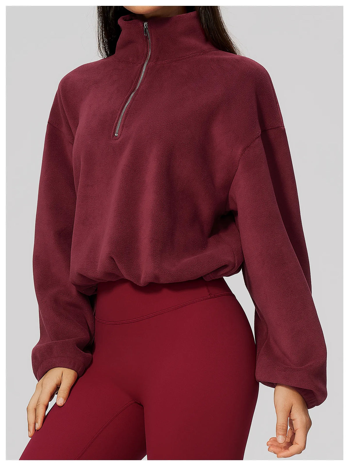 WutongActive Half-Zip Polar Fleece Workout Sweatshirt - Cinch Waist | Gym Wear Supplier