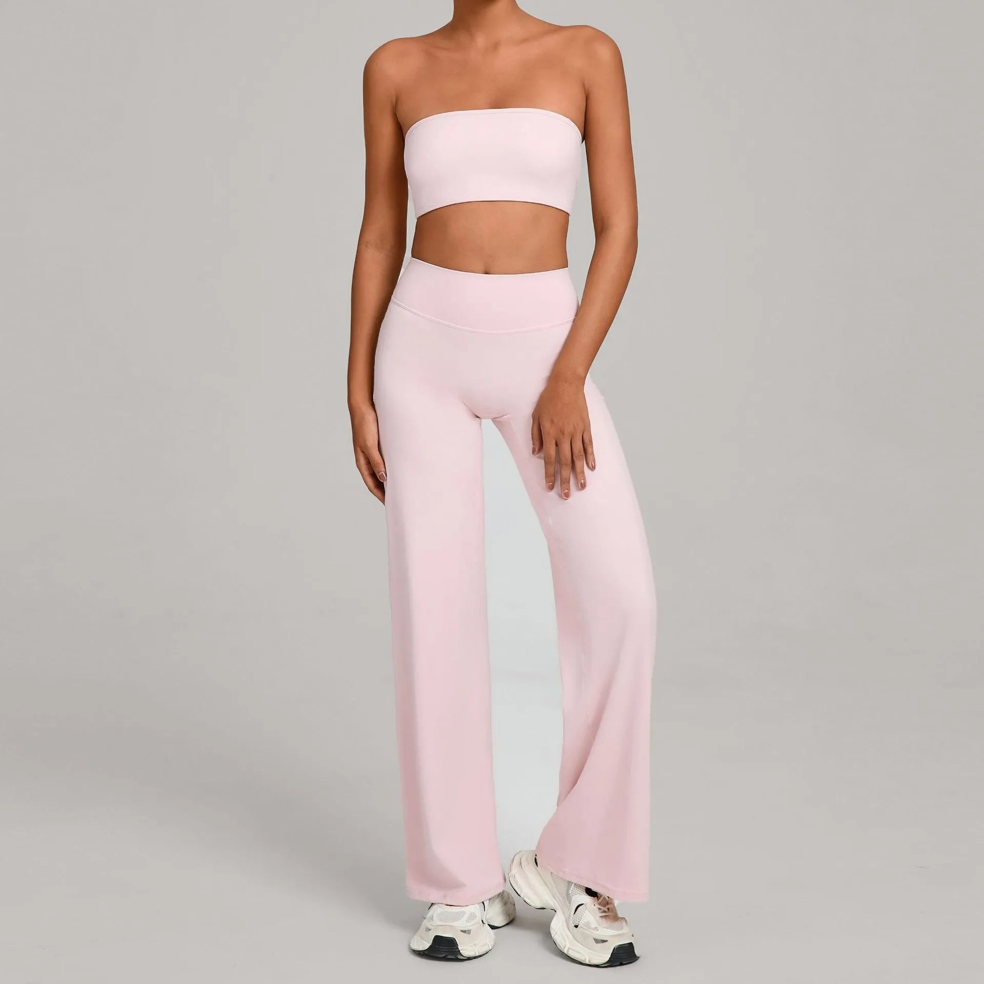 Naked Feel Yoga Set - Strapless Bra & Wide Leg Pants - WutongActive