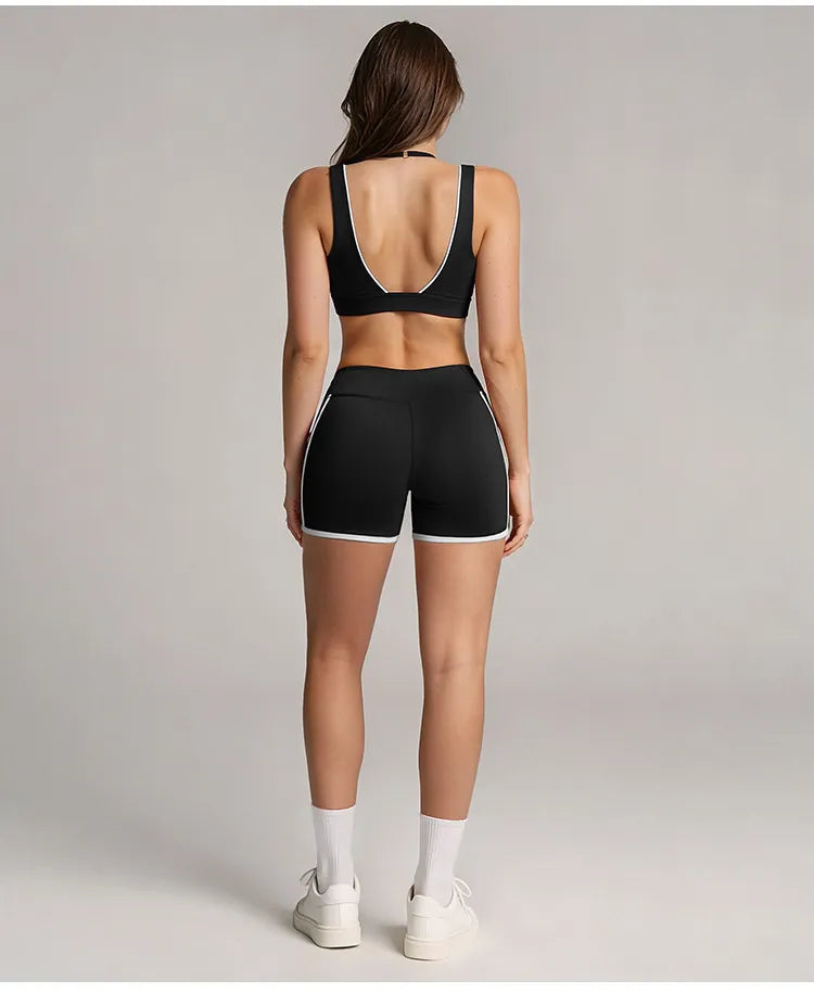 WutongActive Women's Contrast Stripe Sculpting Running Set