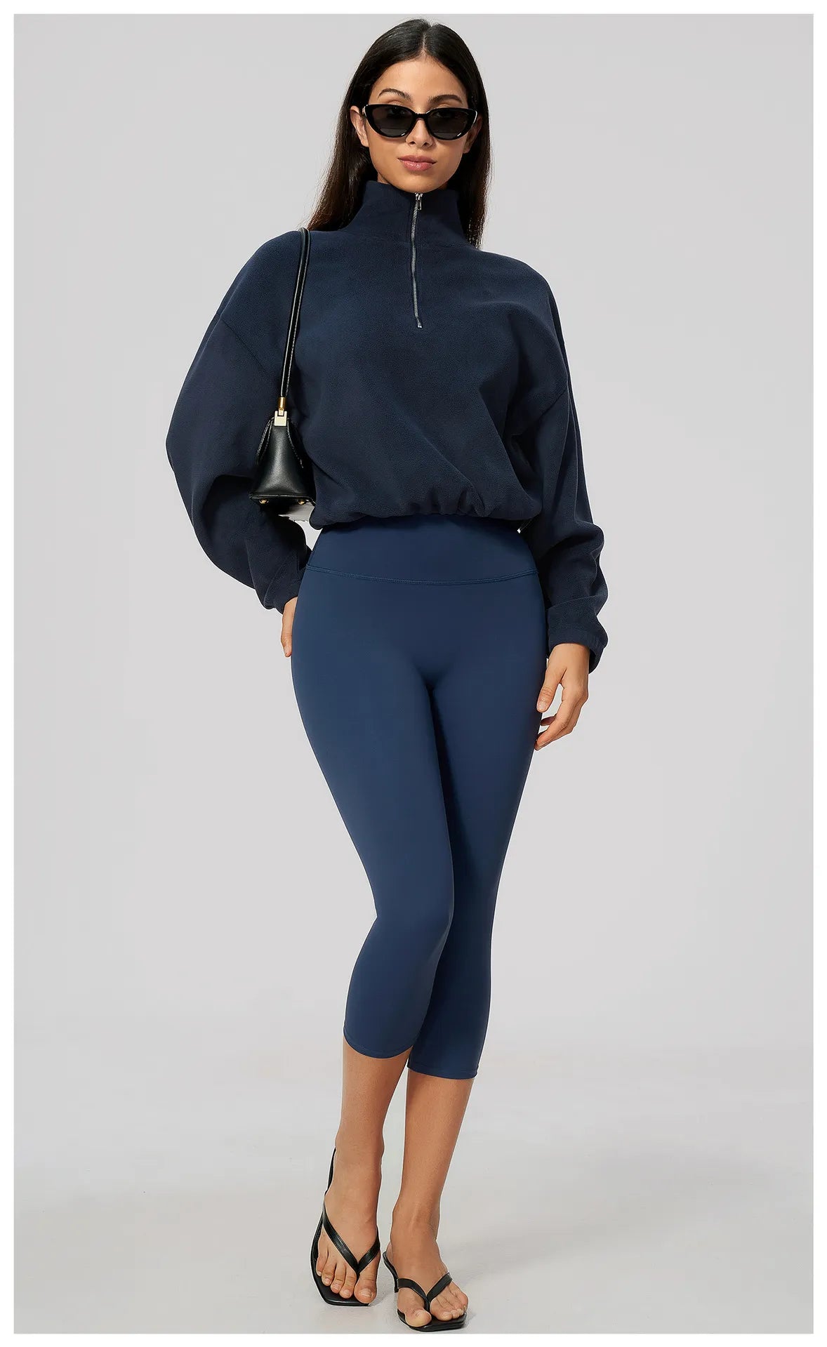 WutongActive Half-Zip Polar Fleece Workout Sweatshirt - Cinch Waist | Gym Wear Supplier Midnight Navy