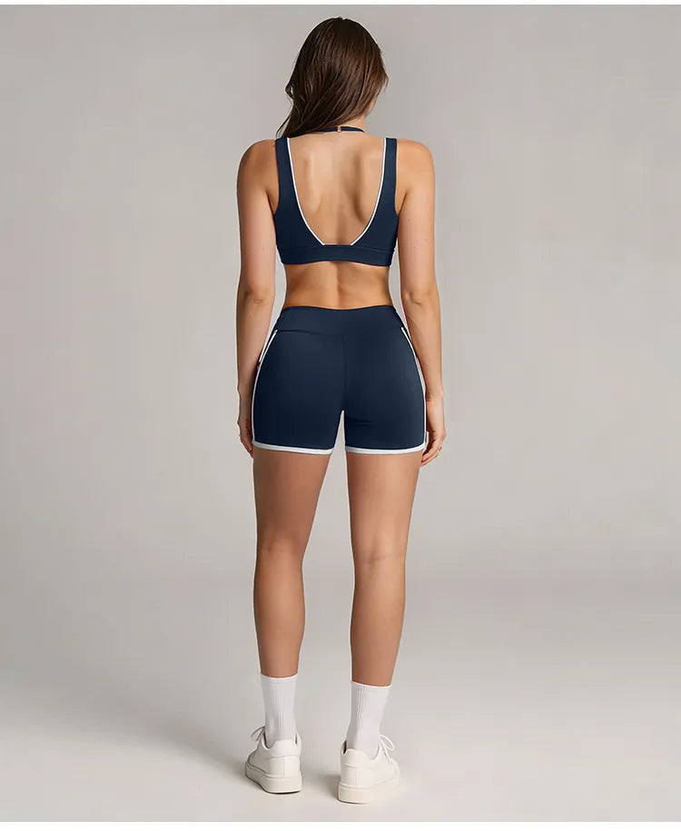 WutongActive Women's Contrast Stripe Sculpting Running Set