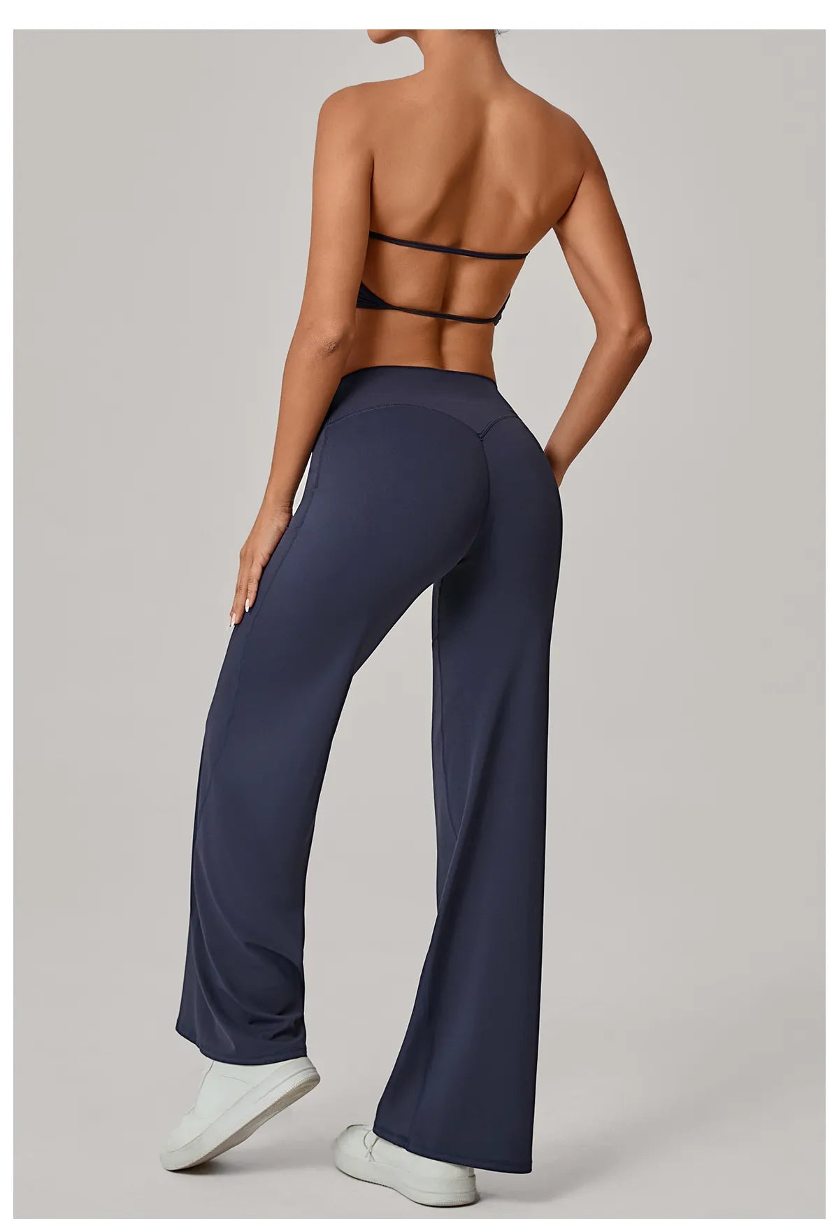 Naked Feel Yoga Set - Strapless Bra & Wide Leg Pants - WutongActive