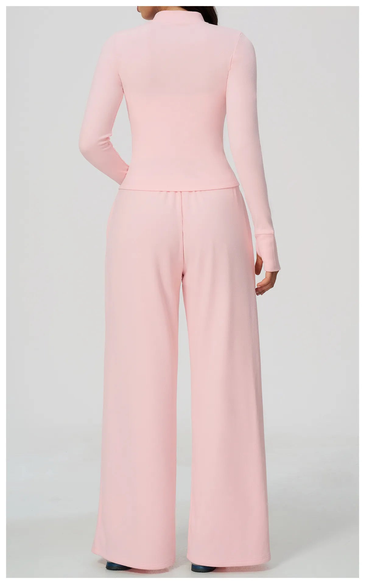 WutongActive Ribbed Dralon Thermal Yoga 2-Piece Set - Zip Jacket & Wide-Leg Pants | Gym Wear Supplier