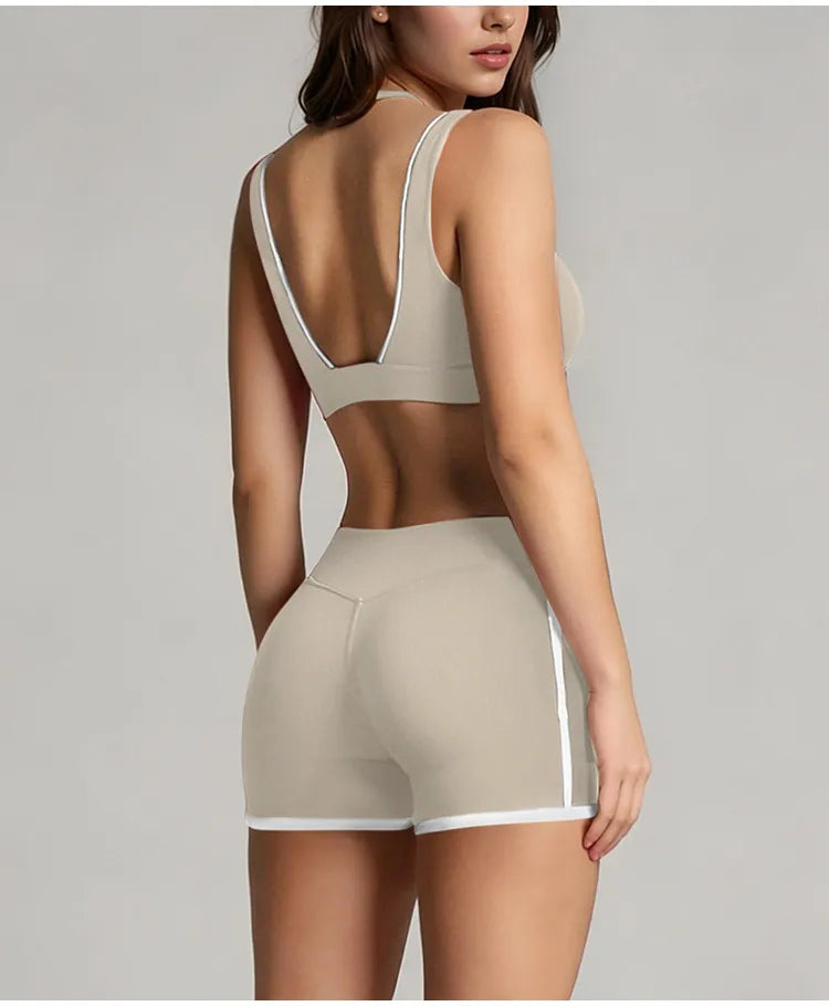 WutongActive Women's Contrast Stripe Sculpting Running Set