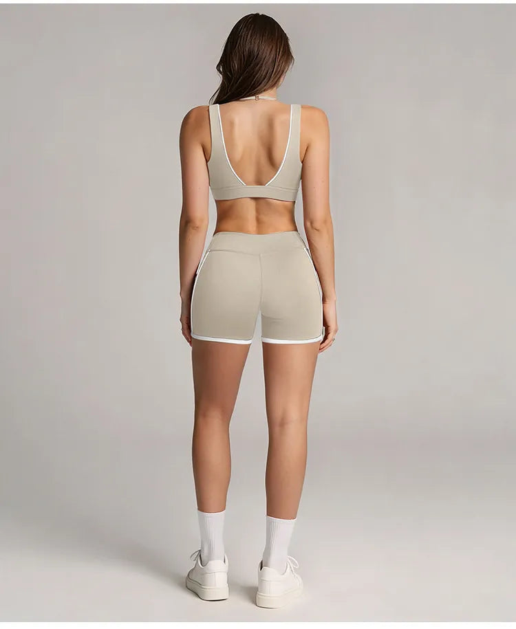 WutongActive Women's Contrast Stripe Sculpting Running Set