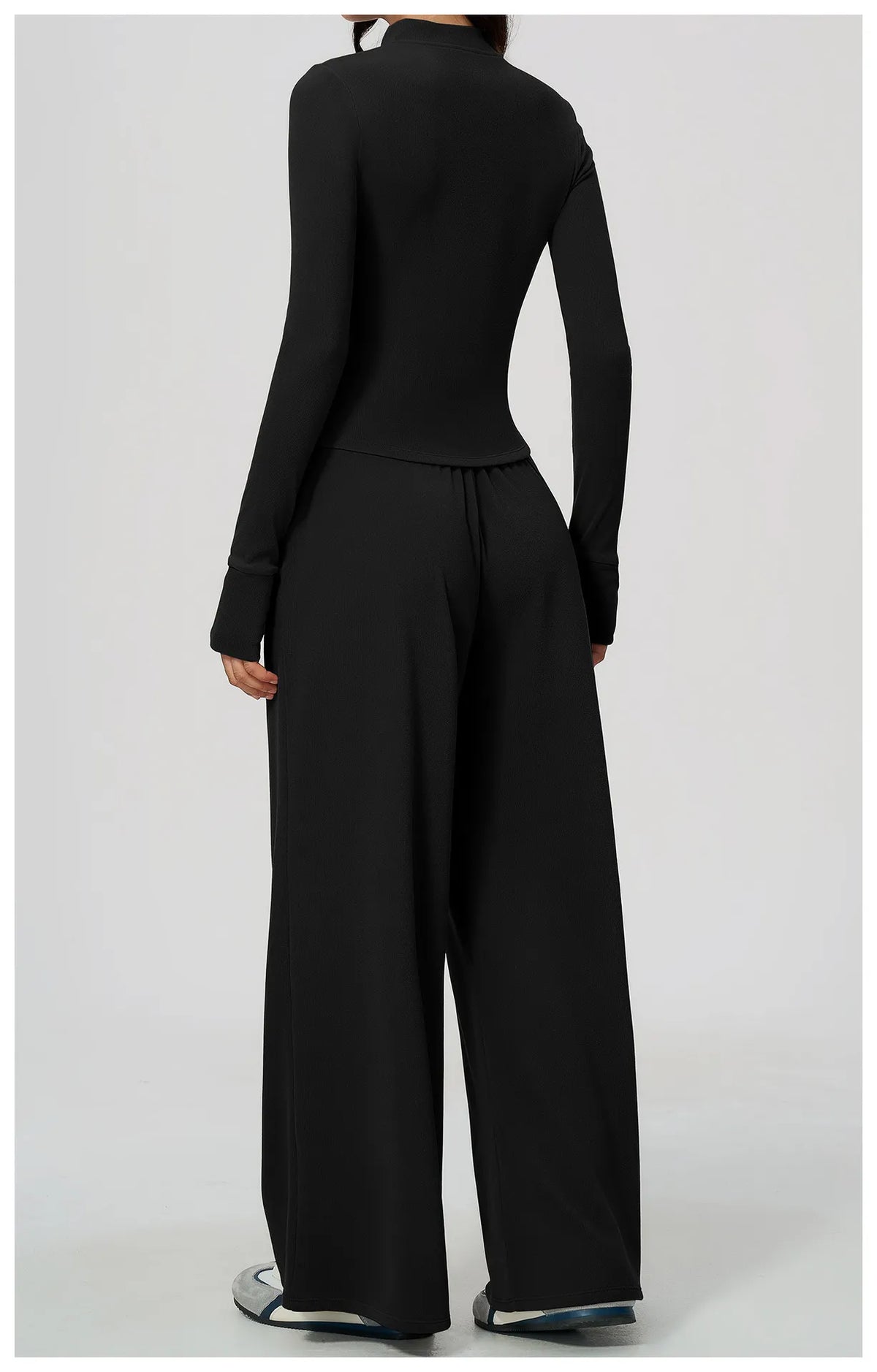 WutongActive Ribbed Dralon Thermal Yoga 2-Piece Set - Zip Jacket & Wide-Leg Pants | Gym Wear Supplier