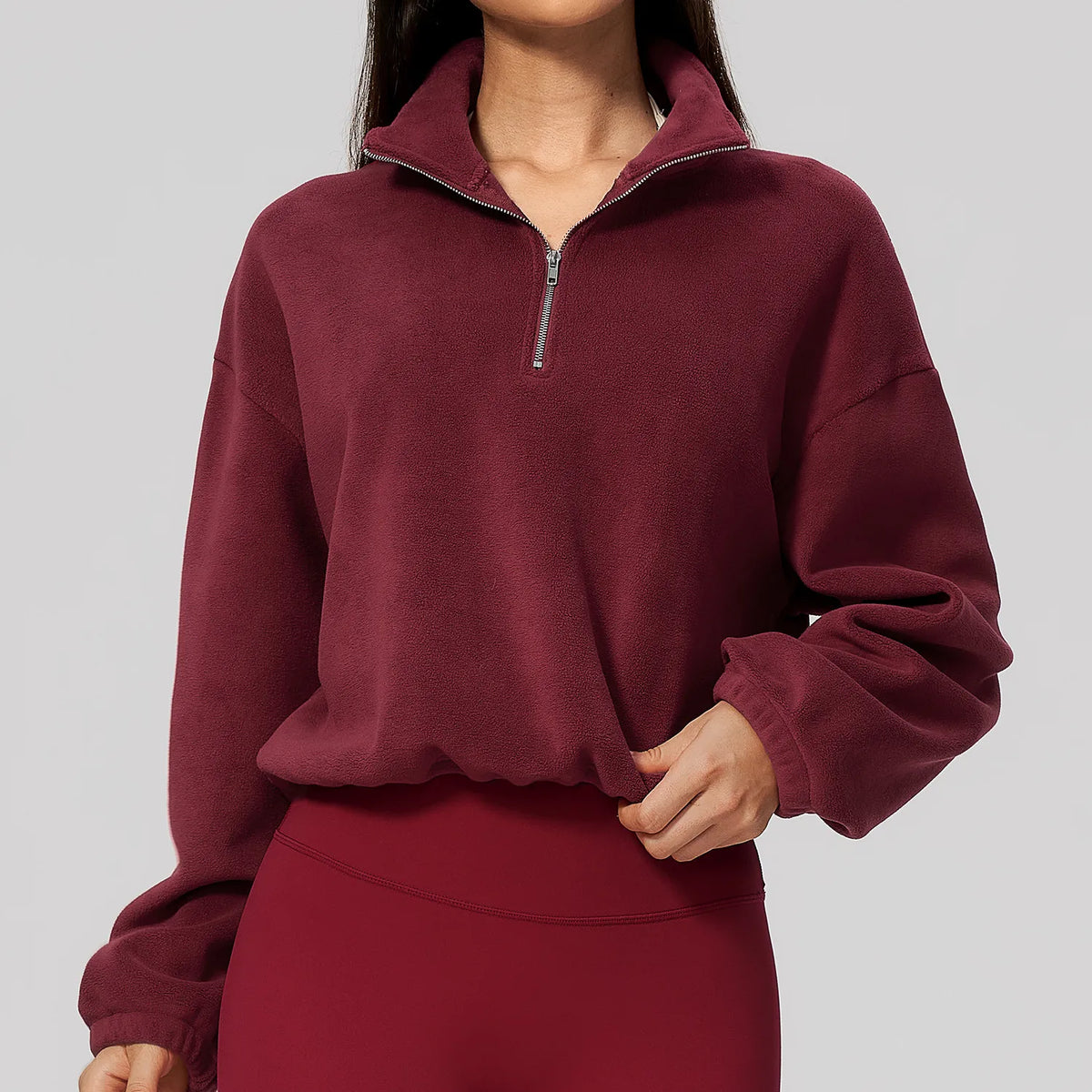 WutongActive Half-Zip Polar Fleece Workout Sweatshirt - Cinch Waist | Gym Wear Supplier