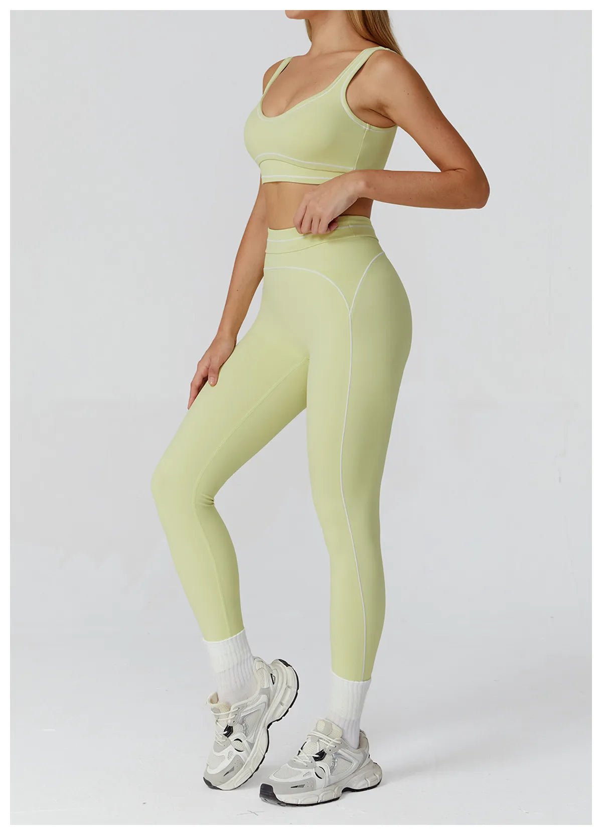 WutongActive Women's Double-Strap Brushed Activewear Set Lemon Green