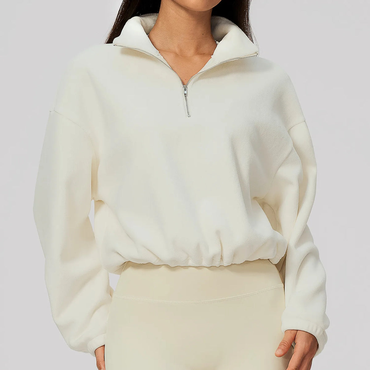 WutongActive Half-Zip Polar Fleece Workout Sweatshirt - Cinch Waist | Gym Wear Supplier