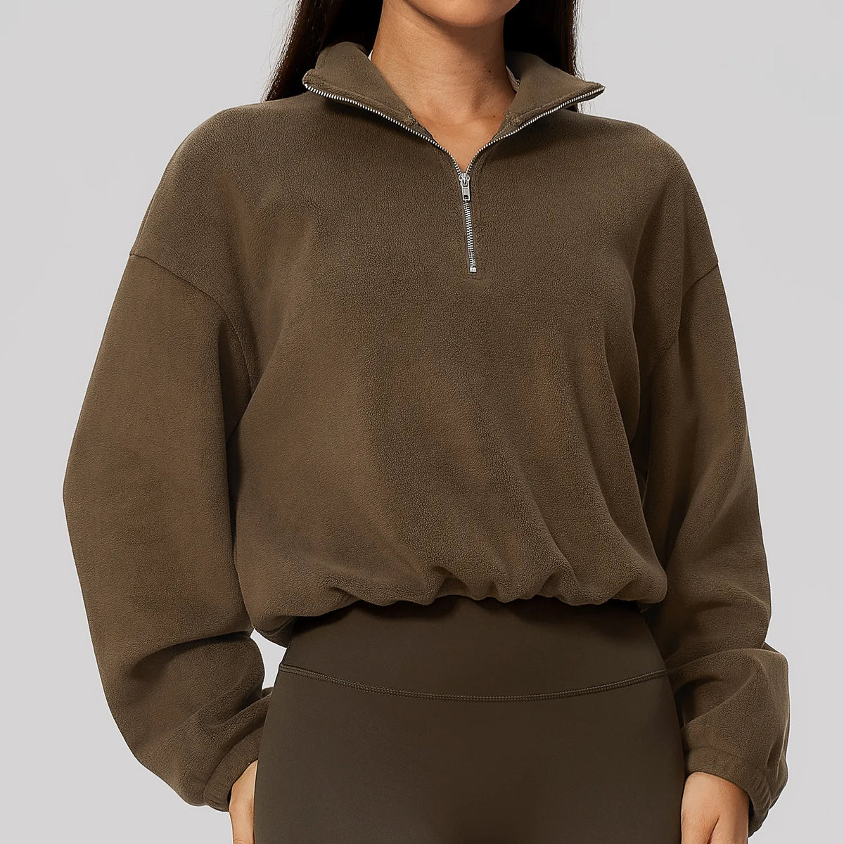 WutongActive Half-Zip Polar Fleece Workout Sweatshirt - Cinch Waist | Gym Wear Supplier