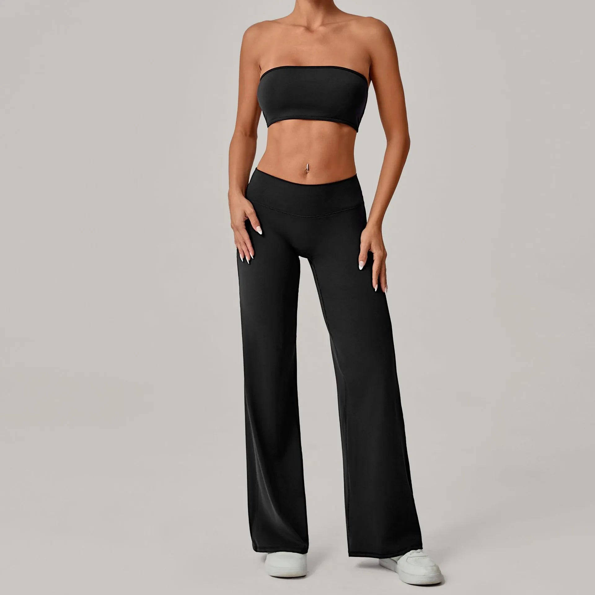 Naked Feel Yoga Set - Strapless Bra & Wide Leg Pants - WutongActive