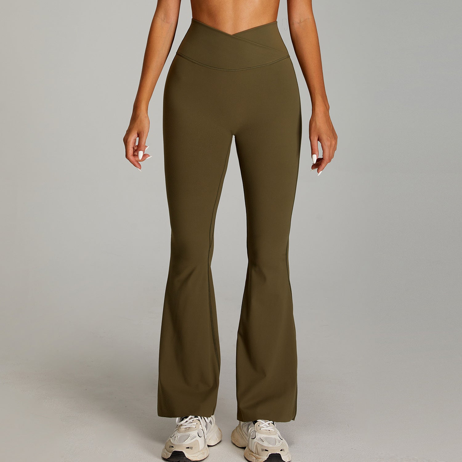 Cross High - Waist Yoga Flare Pants - WutongActive