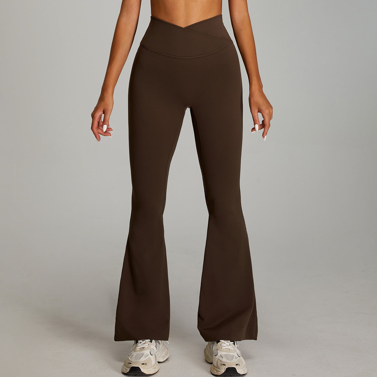 Cross High - Waist Yoga Flare Pants - WutongActive