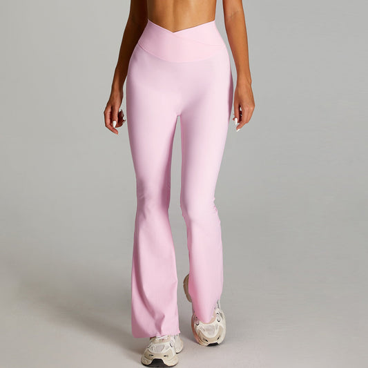 Cross High - Waist Yoga Flare Pants - WutongActive