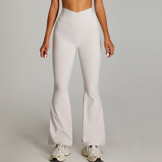 Cross High - Waist Yoga Flare Pants - WutongActive