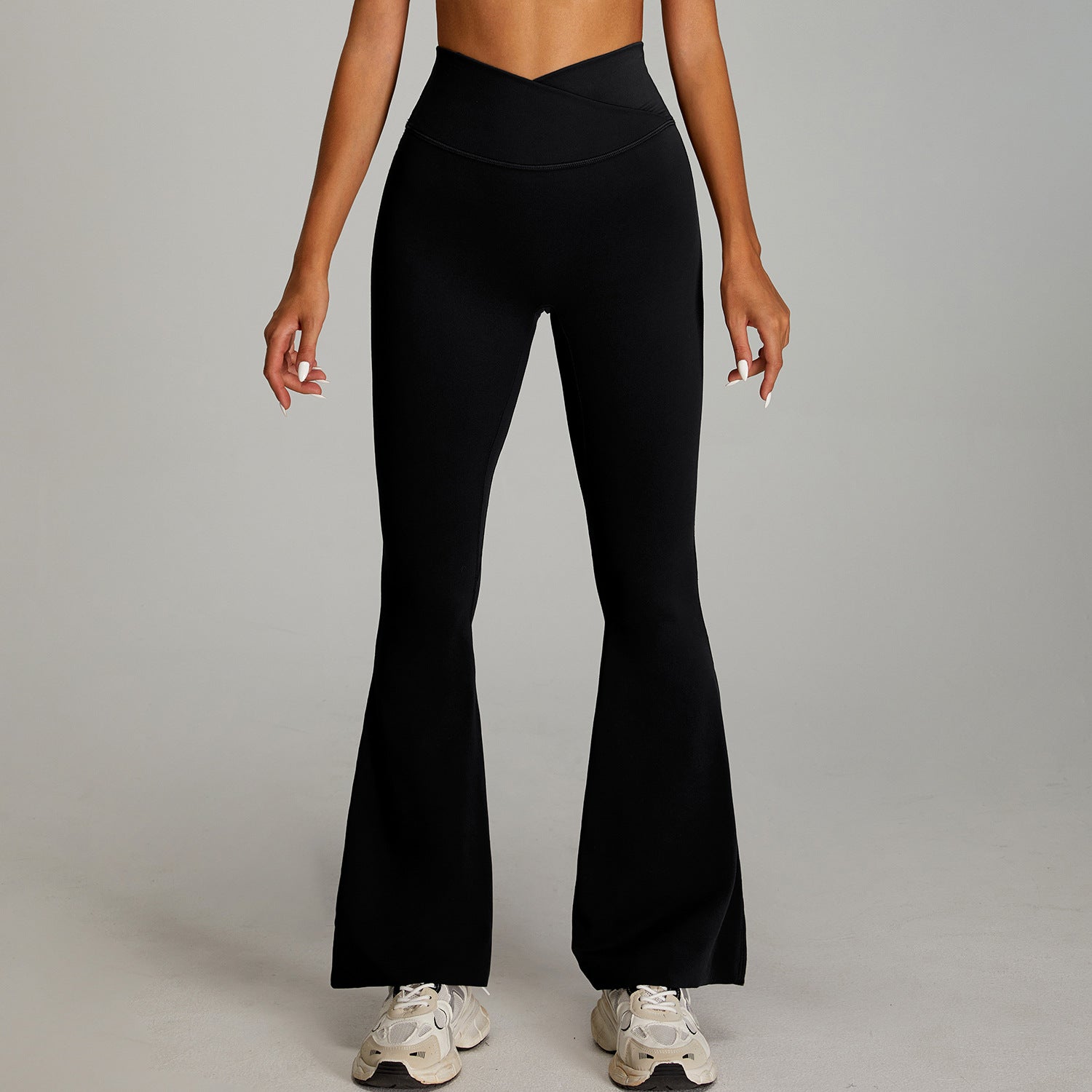 Cross High - Waist Yoga Flare Pants - WutongActive