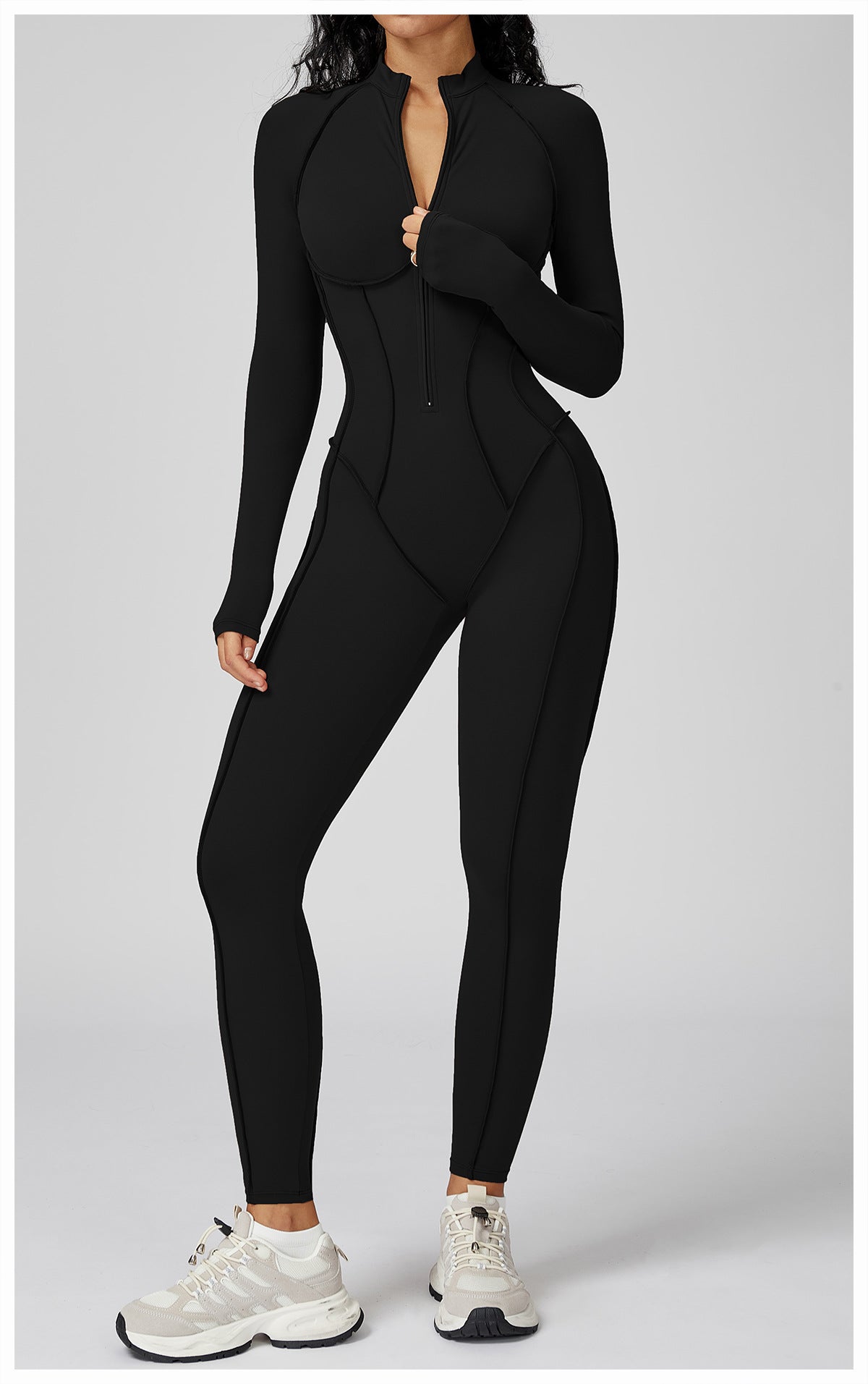 Half Zip Onesie Gym Wear for Women High Intensity Yoga Outfit - WutongActive
