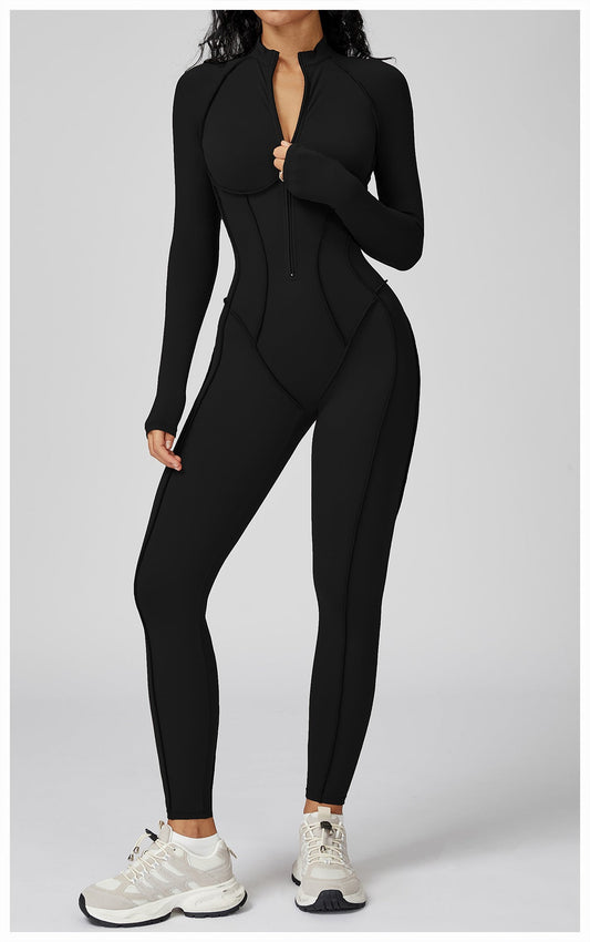 Half Zip Onesie Gym Wear for Women High Intensity Yoga Outfit - WutongActive