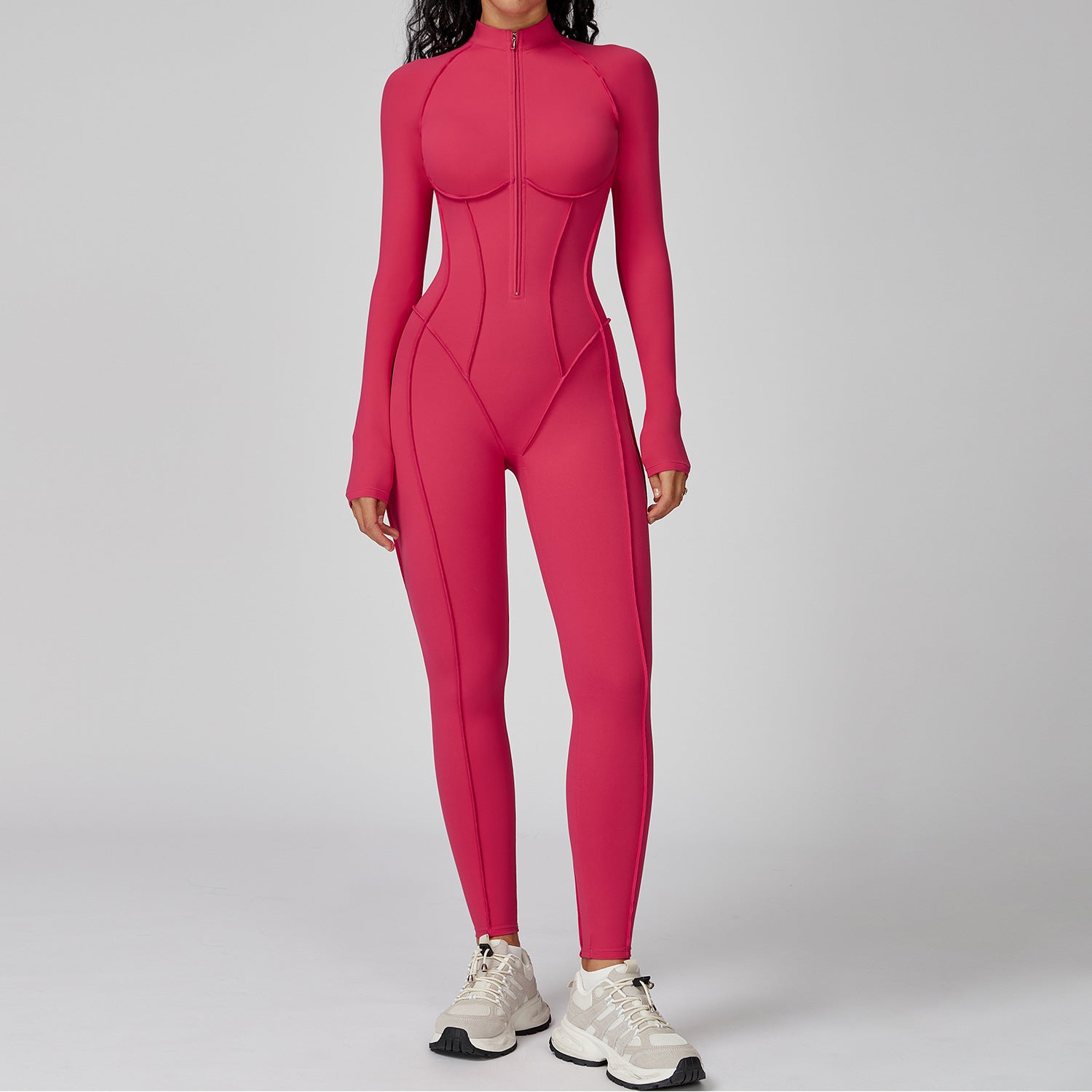 Half Zip Onesie Gym Wear for Women High Intensity Yoga Outfit - WutongActive